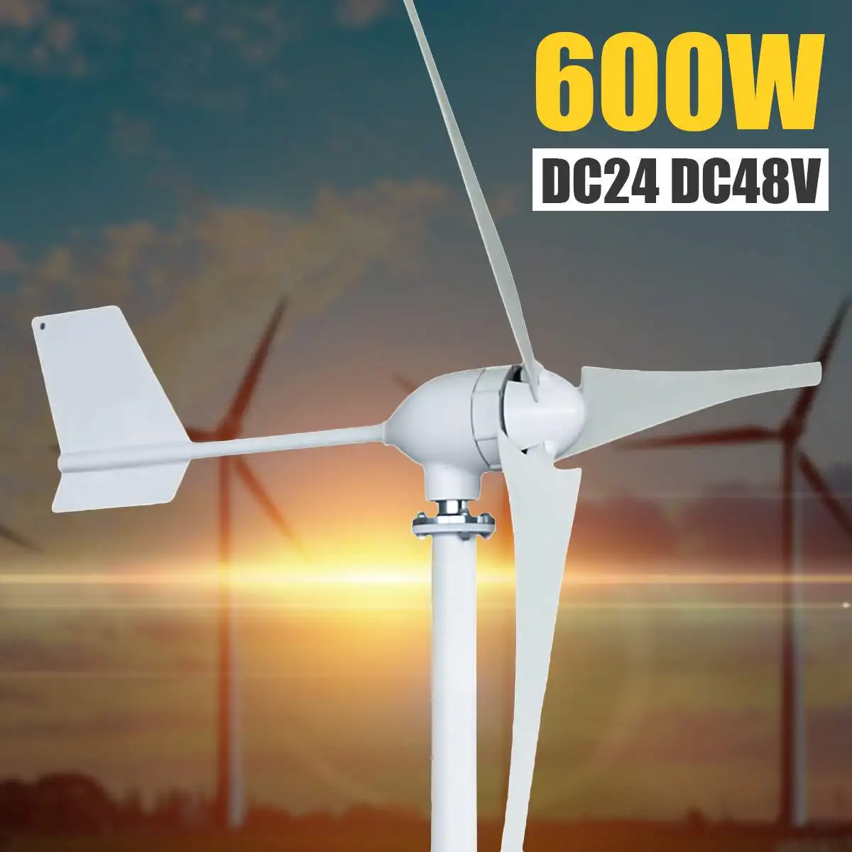 

3 5 Blades 600W 24V 48V Small Horizontal Wind Generator Power Supply Kit