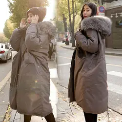 Зимняя одежда, Свободное пальто для женщин, корейское длинное пальто, тяжелое, свинцовое, с хлопковой подкладкой, новинка 2019, студенческое