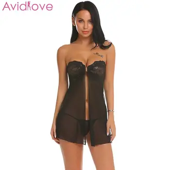 

Avidlove Women Sexy Lingerie Lace Babydoll Summer Underwear Nightwear Strapless Sleepwear Plus Size Chemises Sexy Nightgown