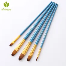 Mrosaa 5/10 шт./компл. акварель гуашь Краски щетки круглой косой наконечник набор нейлоновых волосяных Краски ing набор кистей для Картина маслом Акриловые товары для рукоделия