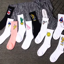 Забавные весенние Носки с рисунком кактуса, фруктов, бананов, улыбки, Хэппи, полный хлопок, Harajuku, носки для скейтеров, женские корейские