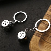 Novos chaveiros de metal criativo personalidade legal dice prata cor venda quente moda liga poker para carro chaveiro chaveiro(China)