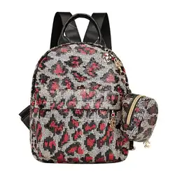 2 шт./компл. блестки леопардовый Рюкзак женские дорожные сумки на плечо для подростка школьные сумки Mochila Feminina рюкзак Mochilas