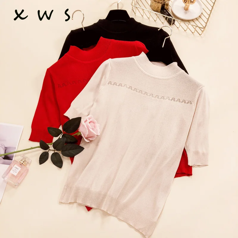 

2019 spring summer Women Sweater Pullovers Knitted Elasticity Casual Jumper Fashion Slim Turtleneck casual Female Sweaters women
