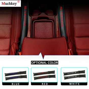 

For Tesla MODEL S Car Seat Gap Padding Seam Plug Leak-Proof Pads Fillers Spacer Pad Seat Gap Slot Plug Stopper PU Leather 2 Pcs