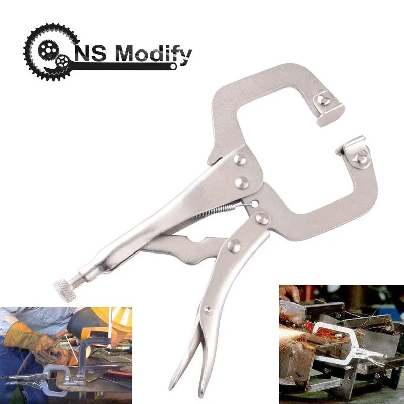 

NS Modify 6 Inch C Clamp Plier Wrench Adjustable C Clamp Vise Grip Welding Locking Quick Pliers Pincers Tip Wooden Locator