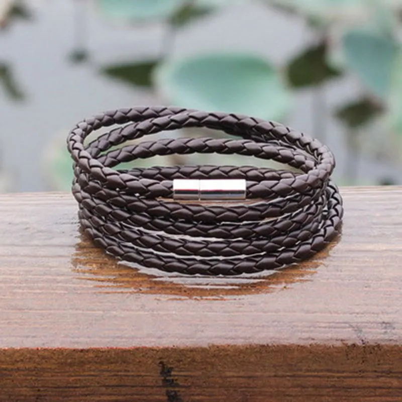 

Multilayer PU Leather Colorful Cuff Interlaced Wristband Bangle Men Bracelet