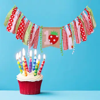 

Dining Chair Pull Flag Cute Strawberry Baby First Birthday Party Decoration Banner Baby Shower Garland Hanging Bunting Supplies