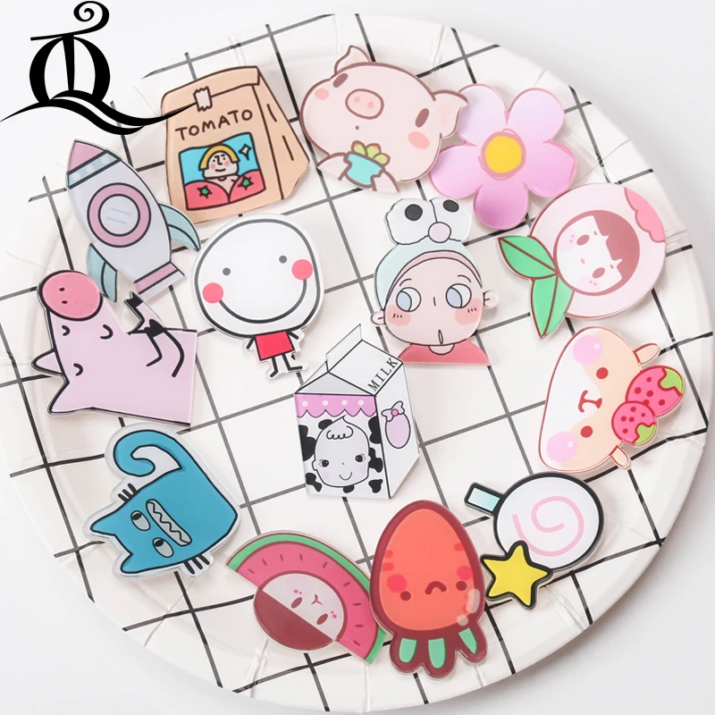 

1 PC food milk rockets Animal Acrylic Badges Icons on The Backpack Badges for Clothing Kawaii Badge Pin Brooch Z47