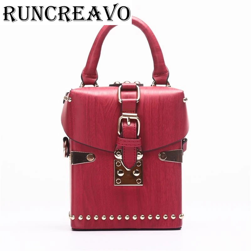 

2019 crossbody bags for women leather handbags luxury handbags women bags designer rivet box vintage shoulder bag sac a main