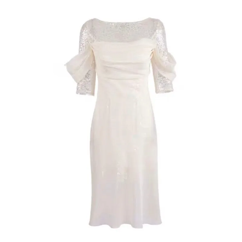TWOTWINSTYLE блестками обтягивающее платье, пэчворк для Для женщин с круглым вырезом с коротким рукавом Высокая Талия Вечеринка Платья Женская мода