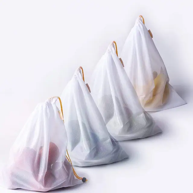 Reusable Produce Bag, Washable Premium Mesh, Large, Medium & Small, Double-Stitched Strength, Eco Friendly Net For Grocery Sho 5