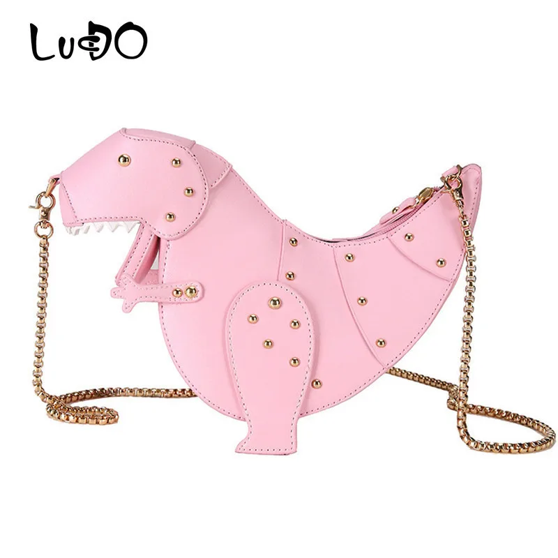 

LUCDO Women Shoulder Bag Brand Handbag Mini Messenger Bag Chain Purse Leather Crossbody Bags Gift Personality Dinosaur Design