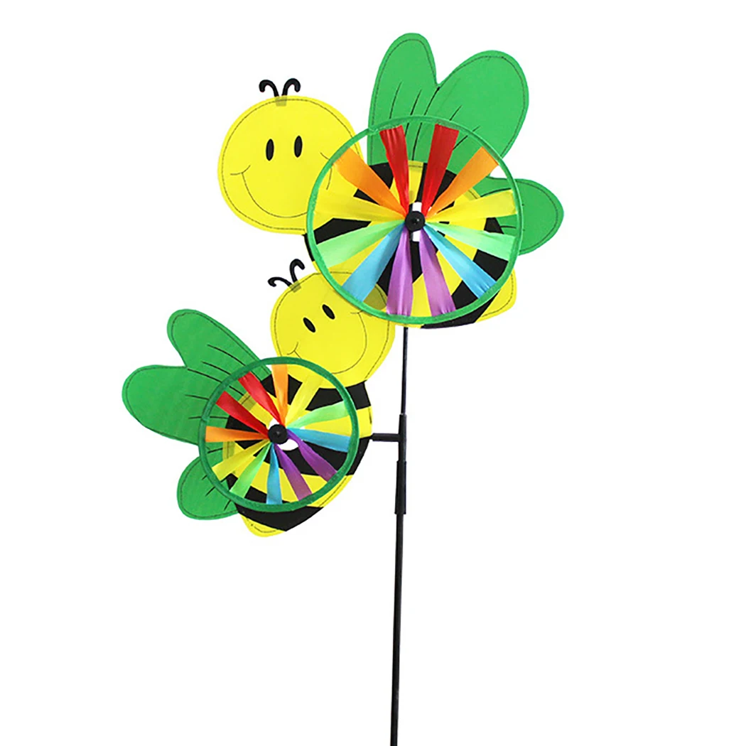

Colorful Three-Dimensional Double Bee Cloth Children's Windmill Toy Outdoor Party Decoration Wind Spinner For Home Decor