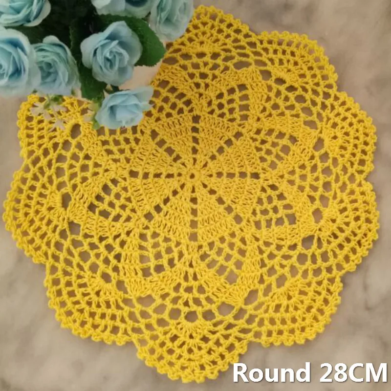 

28CM Round Vintage Handmade Crochet Doilies Cotton Lace Flowers Coffee Mug Coaster Christmas Placemat Home Kitchen Dining Table