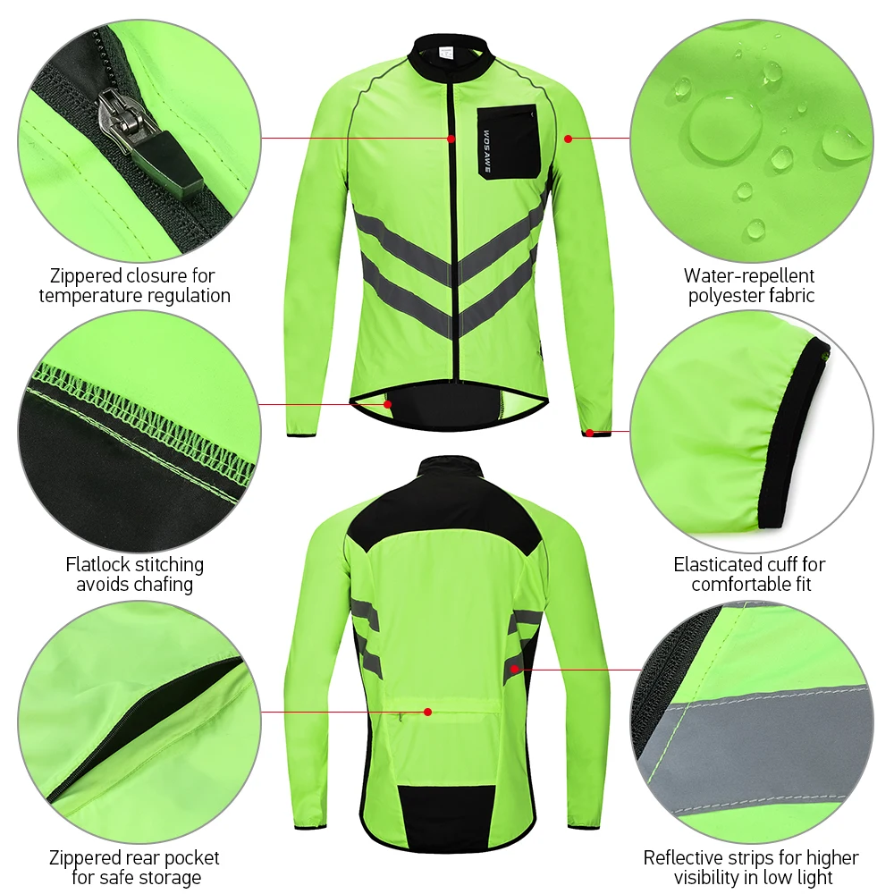 Для мужчин ветрозащитный велосипедная куртка весьма заметны, отражающей велосипед езда пальто открытый Спортивная куртка M/L/XL/XXL/3XL