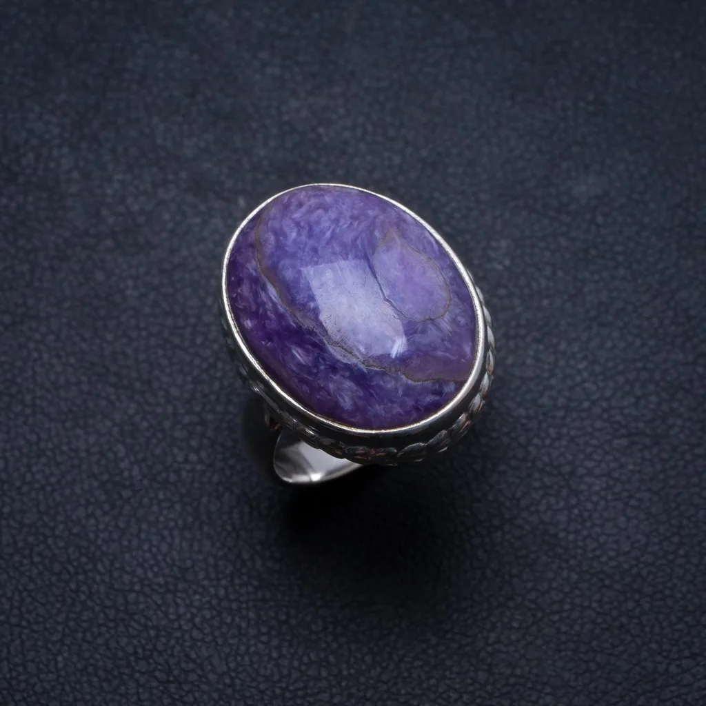 

Natural Charoite Handmade Unique 925 Sterling Silver Ring, US size 5.75 X1952