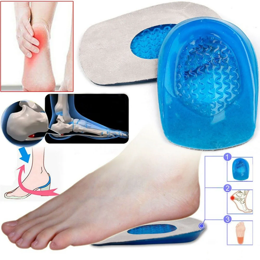 

Silicone Gel Insoles for Spur Plantar Fasciitis Insoles Shock Heel Cushion Soles Feet Care Inserts Insole for Camping Hiking