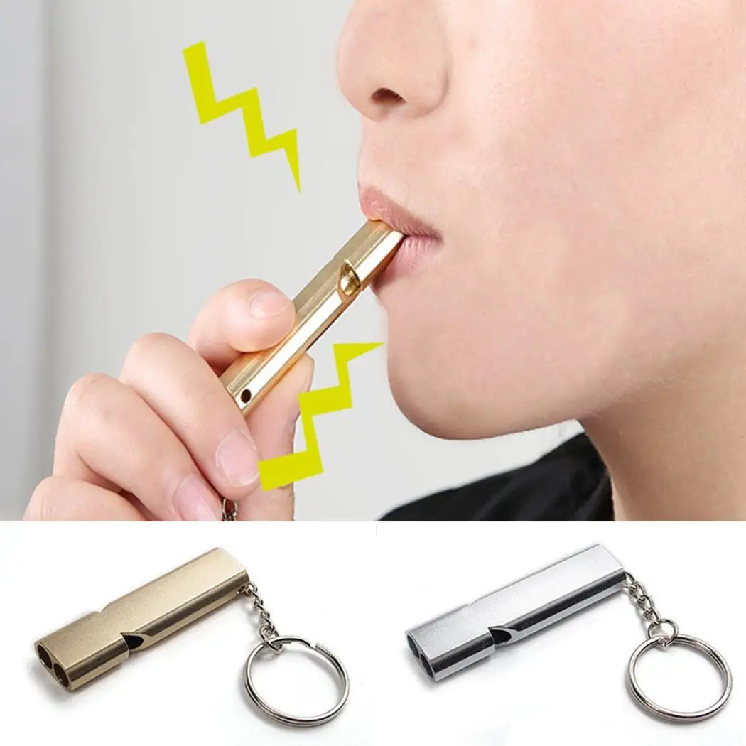 

Outdoor Survival Whistle Aluminum Alloy High Frequency 1 Gold, Silver Whistle Warning Keychain