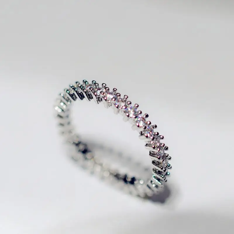 

New Arrived Romantic Micro Inlay Zircon Simple Full Circle Finger Rings For Women Party Jewelry