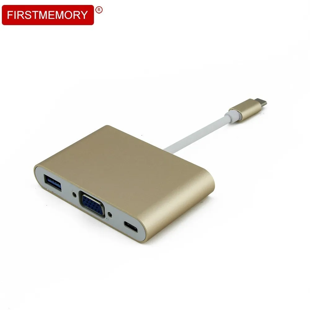 

USB 3.1 Type C to VGA USB3.0 Cable USB-C Multi Port Adapter Hub Type C Charging Port For New Macbook Chromebook Pixel Lumia