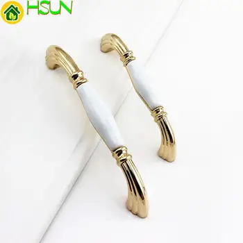 

Ceramic Kitchen Cabinet Door Handles Gold Bronze White / Dresser Handles Porcelain Drawer Pulls Knobs Furniture Hardware