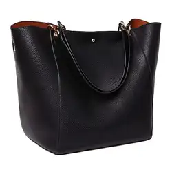 Модные женские кожаные сумки дамы водостойкие плеча сумки-шопперы (черный)
