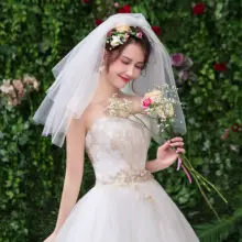 Дешевые двух Слои свадебная фата Простые Свадебные вуали с гребешком AX2019