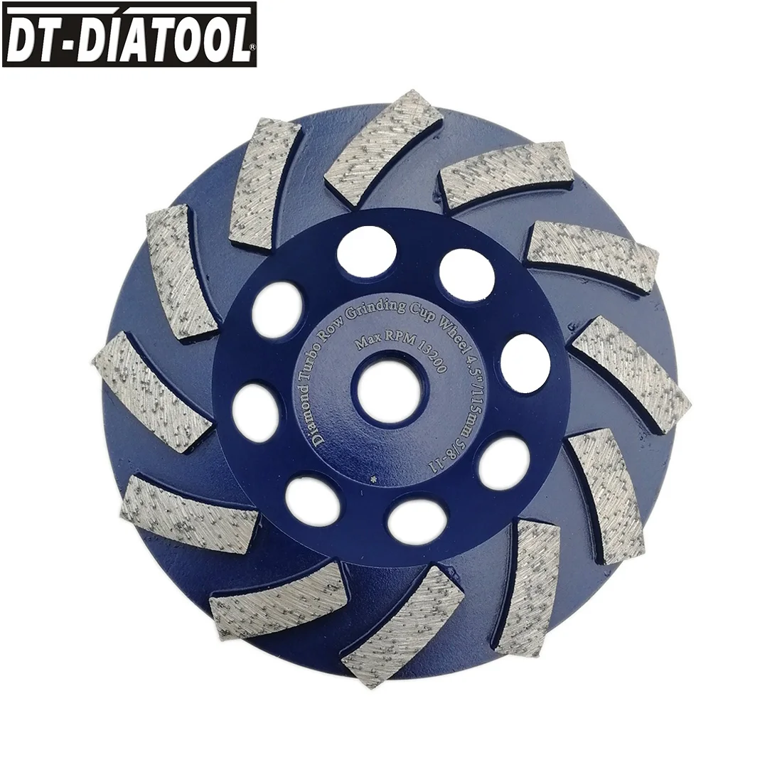 DT-DIATOOL-Diamond Segmented Turbo Row Cup Grinding Wheel for Concrete Hard Stone, 5-11 Connection, 115mm, 4.5in, 1 PC dt diatool 8pcs kit vacuum brazed diamond drill core bits sets m14 connection hole saw mixed size plus finger milling bits