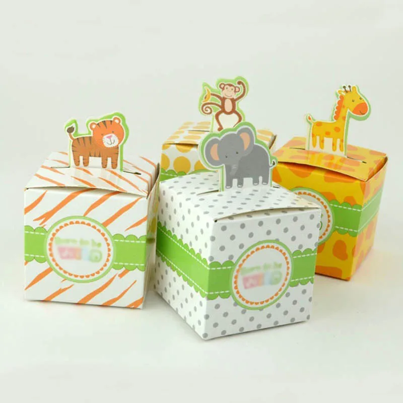 

Birthday Party Supplies Candy Box Baby Shower Decoration Tiger Giraffe Elephant Monkey Chocolate Packing Case Animal Cartoon