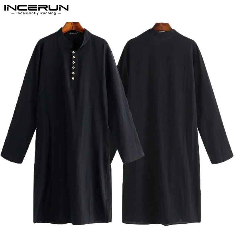 NEW Men Shirts Long Sleeve Dress Islamic Chemise Elegant Kaftan Robe Pakistani Man Indian Clothes Muslim Aaudi