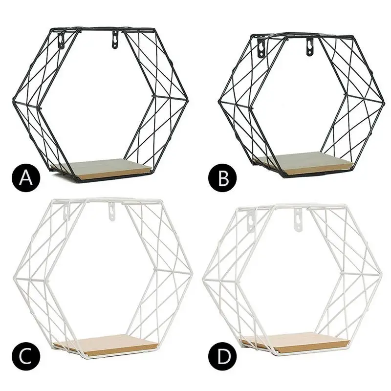 

Iron Hexagon Grid Rack Wall Frame Combination Pendant Living Room Bedroom Geometric Figure Wall Crafts Decoration