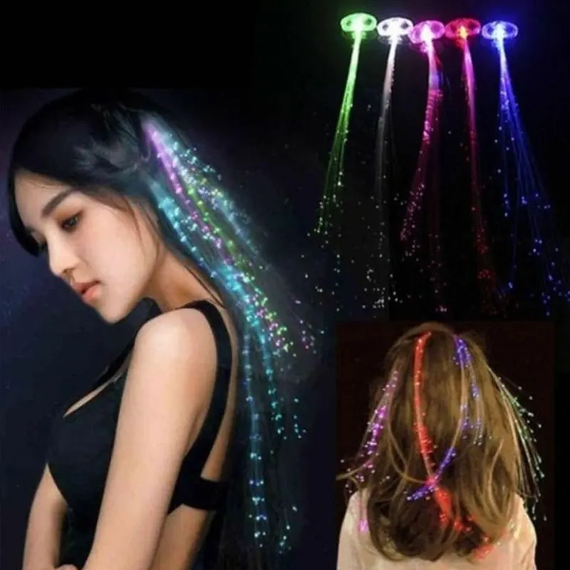 5pcs/set 35cm Colorful Glow Hair Clips for Lighting Hairgrip Festive Decor Supplies LED Blinking
