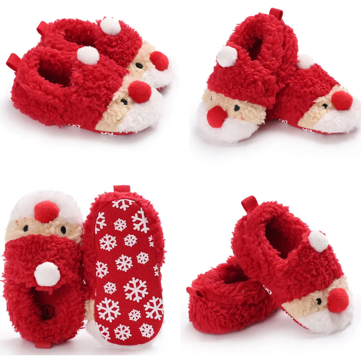 Рождественская обувь для новорожденных; обувь для первых прогулок; мягкая нескользящая обувь для мальчиков и девочек; милая детская обувь с рождественским оленем, Санта-Клаусом; обувь для малышей