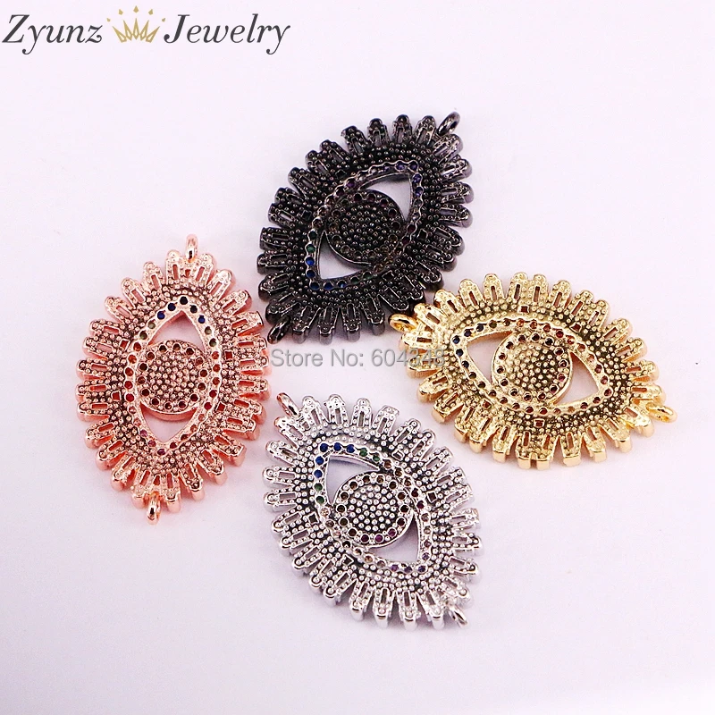 10 шт ZYZ333-5458 турецкий Стиль Micro pave CZ Циркон браслет, CZ глаз очарование регулируемый цепи скользящие браслеты для женщин