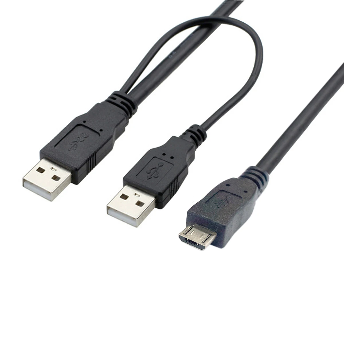 

Cablecc Black Dual A to Micro-B USB 2.0 Y Cable for Sumsang Galaxy S5 Note 3 USB HUB