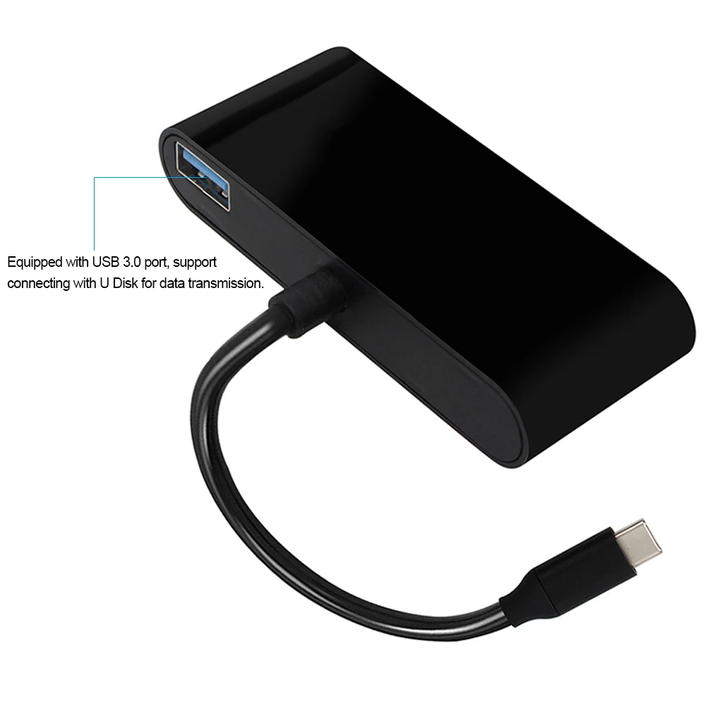 Портативный многофункциональный USB C Type в HD VGA 3 5 мм аудио 1 конвертер адаптер Plug and