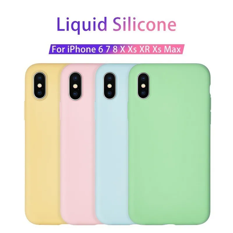 

Original Offical Silicone Case For iPhone 7 8 6 6s Plus Phone Case Plain For iPhone X XS Max XR Coque Capa Bumper Shockproof
