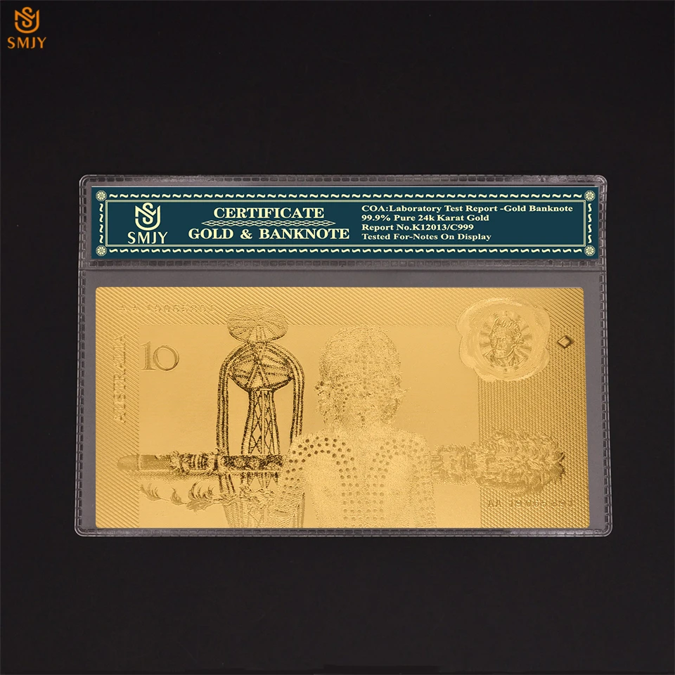 

Australian AUD 10 Dollar Money Gold Banknote Replica Currency Paper Collection With COA Frame And Home Office Decoration