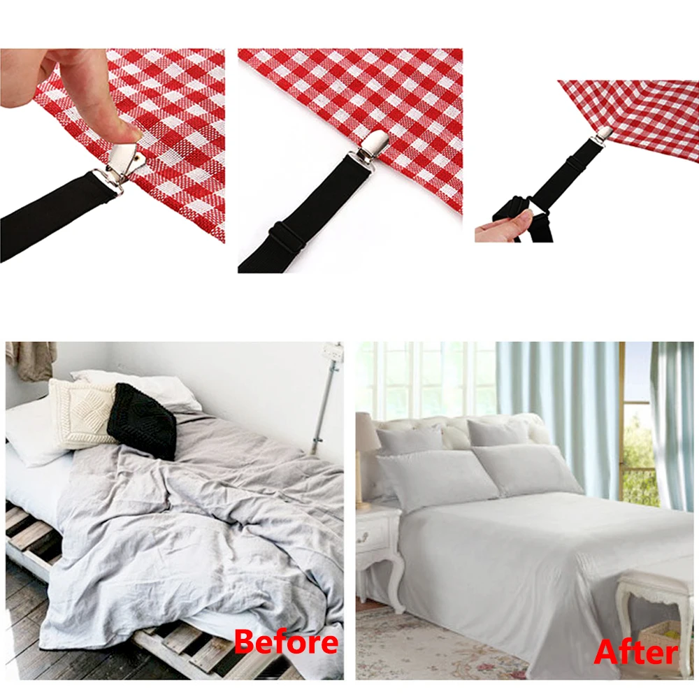 HILIFE 4 Pcs/set Mattress Duvet Blanket Fastener Straps Bed Sheet Fixing Clips Slip-Resistant Belt Cover Grippers Holder