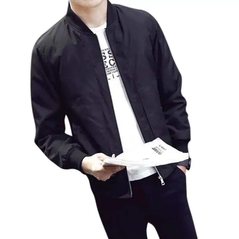 الرجال عارضة الصلبة حامل الأسود جاكيت زيبرا يندبروف البيسبول الشارع سترة الرياضية الطيار معطف