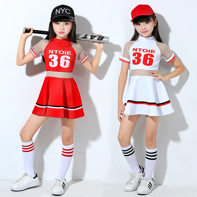 Songyuexia التشجيع زي الفتيات الرقص و Gonggong زي حلة حمراء الأبيض اللباس الأطفال التشجيع زي الفتيات