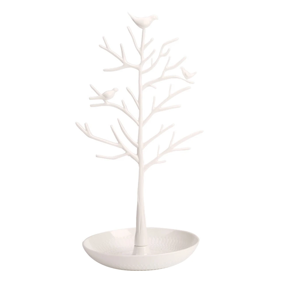 

Birds Tree Jewelry Stand Display Earring Necklace Holder Organizer Rack Tower (White)