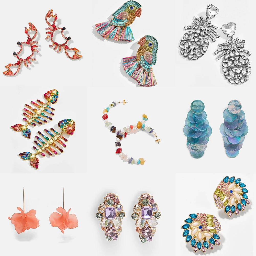 

Flatfoosie New Brand Design ZA Crystal Drop Earrings for Women BA Jewelry Colorful Bohemian Wedding Handmade Party Dangle Earing