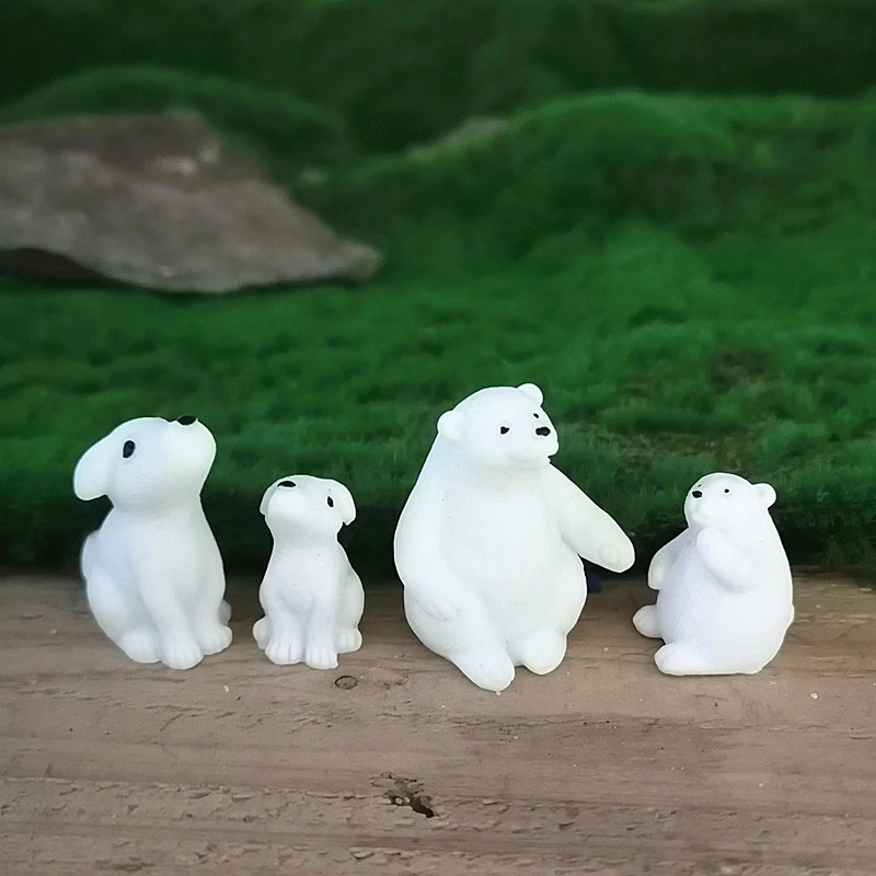 母息子犬シロクマ置物樹脂クラフトフィギュア動物モデルミニチュア妖精の庭の装飾家の装飾 Diy アクセサリー フィギュア ミニチュア Aliexpress