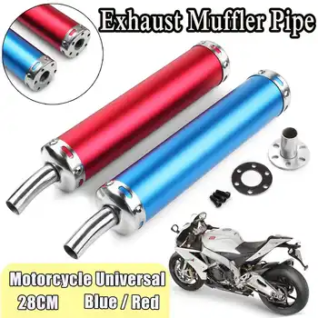 

60x280mm Motorcycle Racing Blue Red Exhaust Muffler Pipe Silencer 2 Stroke blue/red