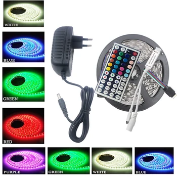 

LED Strip 12V set 5 meters DC12V IP20/IP65 Waterproof SMD5050 30 LED/M RGB with 24/44key IR Remoter-Controller 2a adapter