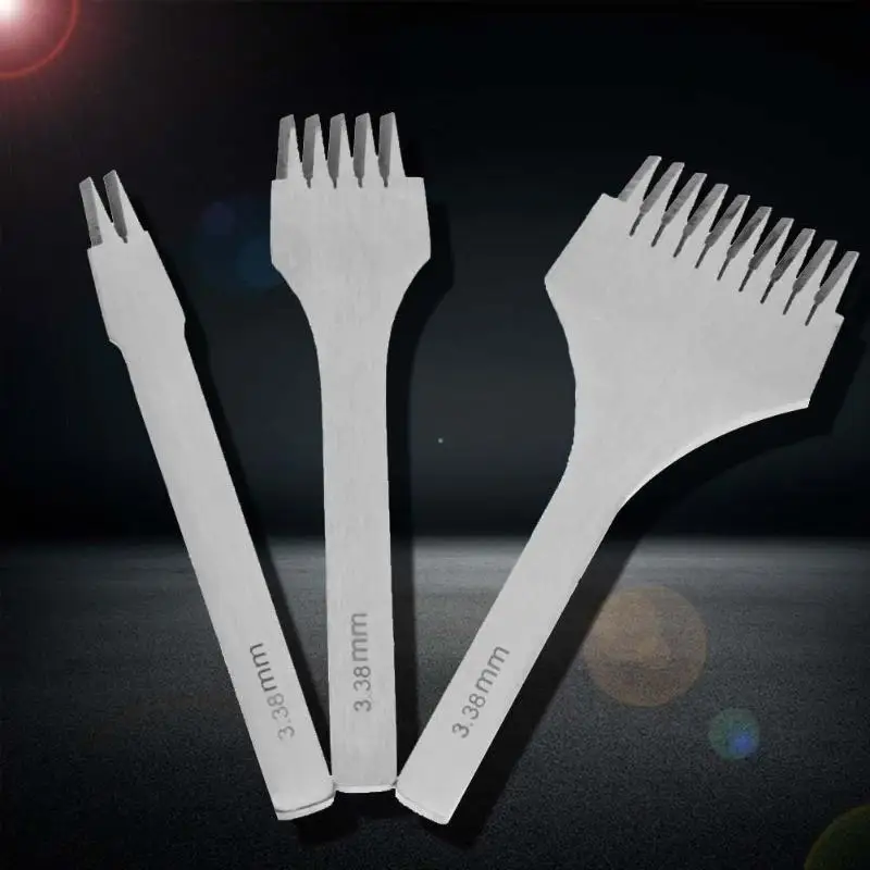 

3Pcs/lot DIY Stainless Europe Oblique Flat Cut3.38/3.85/3.0/2.7 French Leather Punch Hand-Stitched Leather Carving Art Tools Set