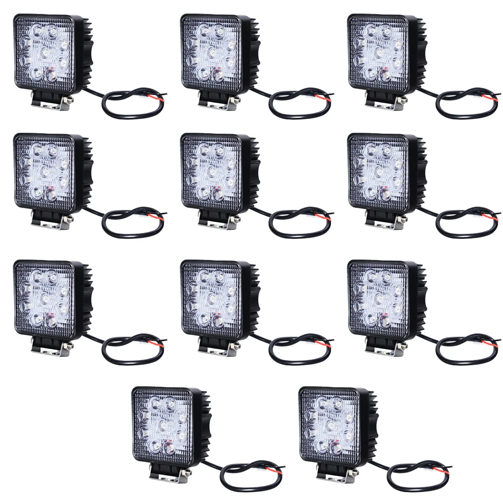 

10Pcs 27W Flood Beam LED Work Offroad Lamp Light Bar Truck Boat 12V 24V SUV ATV Floodlight Car Ferry