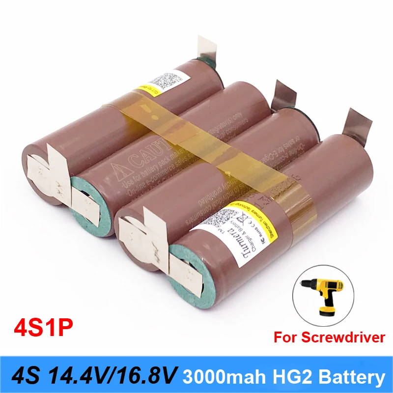 Аккумулятор 18650 hg2 3000mAh 20 ампер для отвертки 14,4 v 16,8 v батареи сварные полоски для пайки 4S 4S2P 16,8 v батарейный блок(на заказ